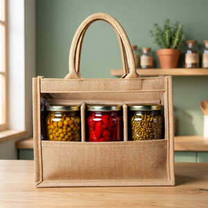 Indian Exporter Large Capacity Jute Tote <b>Bag</b> with Cotton Handles Reusable Grocery Shopping <b>Bag</b> for Daily Use Available for Sale - Product Image 1