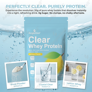 OEM/ODM Aeglewell Proteína de Suero Transparente Sabor Limón, Aislado de Suero de Leche de Animales Alimentados con Pasto, Suplemento Deportivo Sin Lactosa - Product Image 4