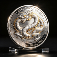 Pièce de monnaie commémorative personnalisée Dragon Chinois en relief, pièce de monnaie souvenir, artisanat métallique de collection, cadeau porte-bonheur pour la vente en gros, en vrac, OEM