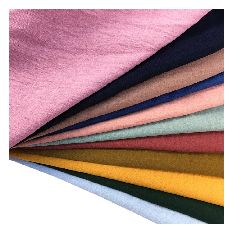 Matériaux textiles personnalisés tissu froissé uni teint en polyester tissé en crêpe 100% polyester