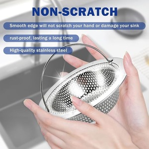 Stainless Steel Sink Strainer Basket with Handle Anti <b>Clogging</b> Food Catcher Hair Trap for <b>Kitchen</b> Bathroom - Product Image 6