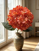 Fleur artificielle d'hortensia grande en soie, fausse fleur écologique pour mur floral, décoration intérieure, couleur Morandi, vente en gros