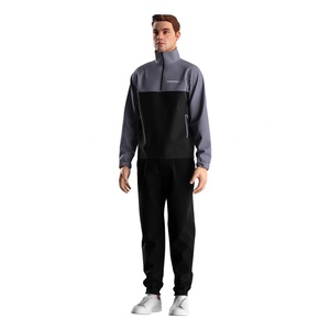 Veste pull pour homme avec fermeture éclair 1/3 et col montant, coupe ajustée pour la gym, la course et les vêtements de loisirs - Product Image 2
