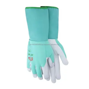 Water resistant natural crust goatskin gardening work gloves protective gear for safety and hand protection