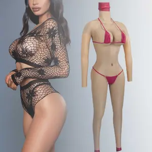 Tragbare weibliche Silikon künstliche Brust platte gefälschte Vagina Höschen einteiligen Ganzkörper anzug für Homosexuell Mann Cross dresser Riesige F-Tasse