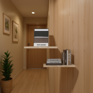 Mensola Laminata a Doppio Livello da Parete in Grigio Chiaro, Design Minimalista in MDF per Soggiorno, Espositore e Ripiano Portaoggetti - Product Image 2