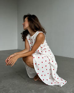 Nuova Collezione Primavera: Camicia da Notte Sexy con Scollo a O, Stampa <span class=keywords><strong>Love</strong></span>, Bianca, Senza Maniche, in Cotone, Abbigliamento da Casa per Signore - Product Image 2