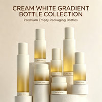 Ensemble de flacons et pots cosmétiques beige ambre avec bouchon, logo personnalisé pour marque, étiquette privée