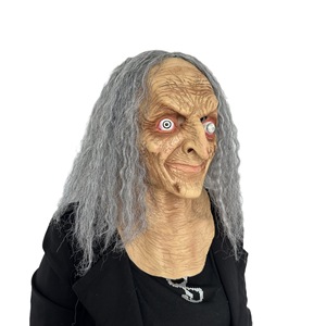 DAMAI Halloween Silicon Maskes Realistic Horror Cosplay for Party Prop Latex Full Face Mask Wig Old Granny Mask - Product Image 5
