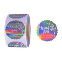 Impression de rouleaux d'autocollants personnalisés ronds de remerciement pour entreprises, autocollants en vinyle découpés à la forme avec logo personnalisé et imperméable