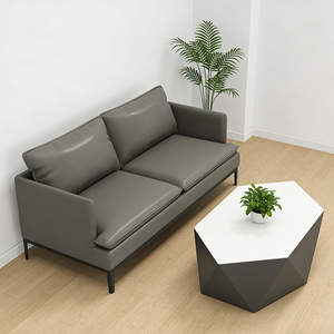 طقم أريكة مكتبية من الجلد بتصميم عصري بسيط، أريكة للمنزل والمكتب والمدرسة، أريكة للفنادق والشقق التجارية - Product Image 3