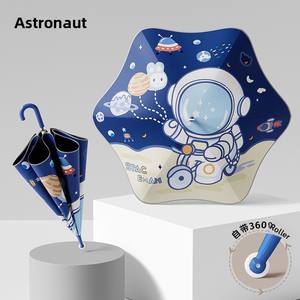 Paraguas de doble uso de gran tamaño para niños, esquinas redondeadas, ruedas, revestimiento negro antipinchazos, Protector de lluvia y sol, lindo gato, perro, seda - Product Image 1