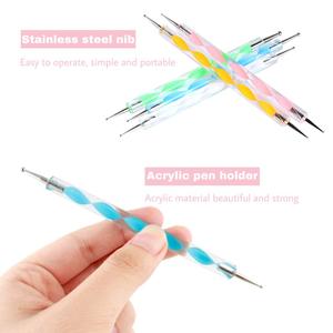 5 Stuks 2 Manier Puntje Pen Tool Nail Art Tip Multicolor Dot Toolset Dot Verf Manicure Kit Voor Embossing Patroon Nail Art - Product Image 4