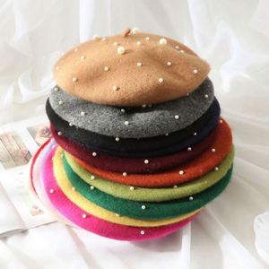 Béret en laine d'hiver pour femme, personnalisé, avec perles, vente en gros - Product Image 1