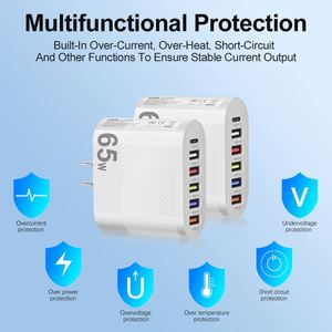 Laissez vos autres chargeurs à la maison, adaptateur de voyage 65W 5USB avec protections EU/US/UK - Product Image 2