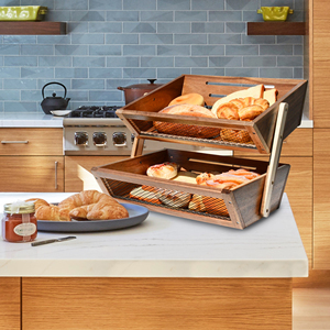 2 Tier Adjustable Fruit Vegetable <b>Basket</b> <b>for</b> Kitchen Countertop Decor Boxes Kitchen Counter Organizer Bread <b>Storage</b> <b>Basket</b> - Product Image 6
