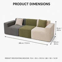 Canapé modulable contemporain en mousse moulée et velours côtelé, choix de couleurs, sièges modulaires compressés pour salon et maison