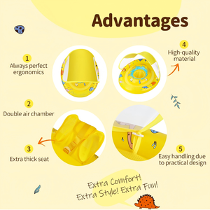 Flotador de Piscina para Bebés con Diseño de Dinosaurio Amarillo, con Toldo Removible y Asiento de Seguridad Ajustable - Product Image 2