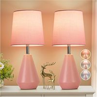 Petite lampe de chevet pour chambre à coucher, lampe de lecture de bureau, lot de 2 avec 3 températures de couleur, lampe de chevet en céramique de 15,5 pouces