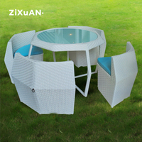 Ensemble de table et chaises d'extérieur, table de salle à manger, chaise de jardin, 4 places, en osier, meubles de patio, ensemble de jardin