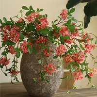 Fleur artificielle en soie bleue, blanche et rose à 3 têtes, 68 cm, en stock, pour la décoration moderne des tables de restaurant et d'hôtel
