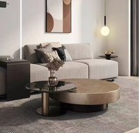 Table basse de luxe en marbre de designer, style moderne, table à café en acier inoxydable bronze de haute qualité pour la maison ou l'hôtel