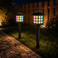 Lampe solaire à brancher au sol, à changement de couleur, panneau en silicium polycristallin, boîtier en PP, lampe de jardin extérieure pour pelouse et aménagement paysager, lot de 6