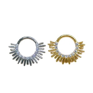 Anneau de nez de style européen en titane, anneau fermé avec zircon en forme de goutte d'eau, motif floral, pour piercing, bijou cadeau - Product Image 5