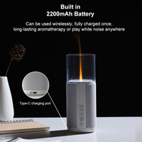Diffuseur d'huiles essentielles sans fil avec batterie 2200 mAh, aide au sommeil, bruit blanc, diffuseur d'arômes avec lumière de flamme