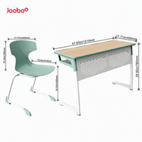 Bureau et chaise scolaires doubles modernes pour adultes avec siège en PP et structure en acier, design écologique et durable pour les collèges et universités