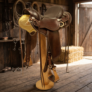 Selle de course en cuir véritable écologique en peau de buffle véritable BS International NA84, style anglais, avec quincaillerie en bois SUS304 pour cheval - Product Image 4