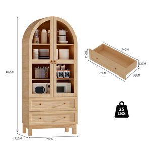 Armario de Almacenamiento Alto y Moderno con Arco de Madera, Estantes Ajustables y Cajones Grandes para Cocina o Sala de Estar - Product Image 2