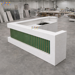 Barra de <span class=keywords><strong>Bar</strong></span> Moderna para Restaurante, Personalizada, de Corian Blanco y Azulejos de Cerámica Verde, en Forma de L, para Clubes Comerciales, Eventos, Cafeterías, Hoteles - Product Image 4