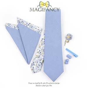 5PSC fleur coton Patchwork 6.5cm cravate ensemble broche broche pince mouchoir boutons de manchette hommes fête de mariage Floral cravate cadeau accessoire - Product Image 3