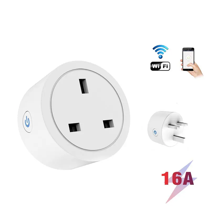 Uk/US/CN 10A-16A Home Universal Mini Use Tuya Smart App Wifi Remote Control Amazon Google Voice Control Smart Wall Socket Plugs