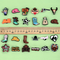 Breloques en PVC en vrac pour chaussures, série Cowboy du Far West, chapeau de cowboy, botte, étoile, accessoires de chaussures amovibles, breloques personnalisées pour sabots