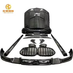 LD Style Carbon Fiber Body Kit Front Lip Side Skirt Diffuser Hood For BMW X6 G06