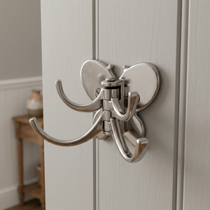 AK Brass Butterfly Shape Wall <b>Hook</b> Nickel Finish Double <b>Hook</b> <b>Coat</b> Hanger <b>Decorative</b> Wall Hanger Home Interior Decor - Product Image 2