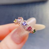 Factory Wholesale Discount OEM/ODM 925 Sterling Silver Gold-Plated Natural Tourmaline Ring Engagement Wedding Party Jewelry Gift