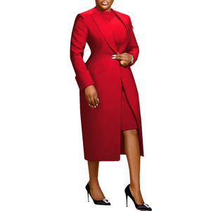 Ensemble deux pièces élégant <span class=keywords><strong>et</strong></span> formel pour l'automne, couleur unie, coupe ajustée, robe moulante sans manches, long manteau, pour le bureau <span class=keywords><strong>et</strong></span> le quotidien - Product Image 5