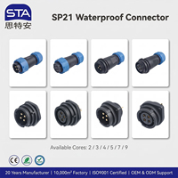 Connecteur Électrique Étanche IP68 en Plastique SY21 – Câble d'Alimentation Droit/Angulaire, Prise Mâle/Femelle, 2, 3, 4, 5, 7, 9 Broches