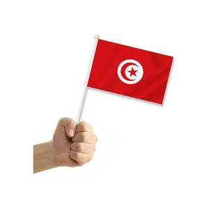 Festival de haute qualité drapeau tunisien bâton de poche mât de drapeau en plastique Polyester imprimé de bonne qualité représentant le drapeau tunisien - Product Image 1