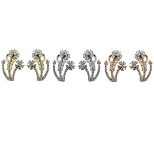 Pendientes de Oro Blanco Sólido de 18K de la Mejor Calidad con Diamantes Naturales en Corte Circular, Aros Redondos, Regalo de Boda Vintage - Product Image 4