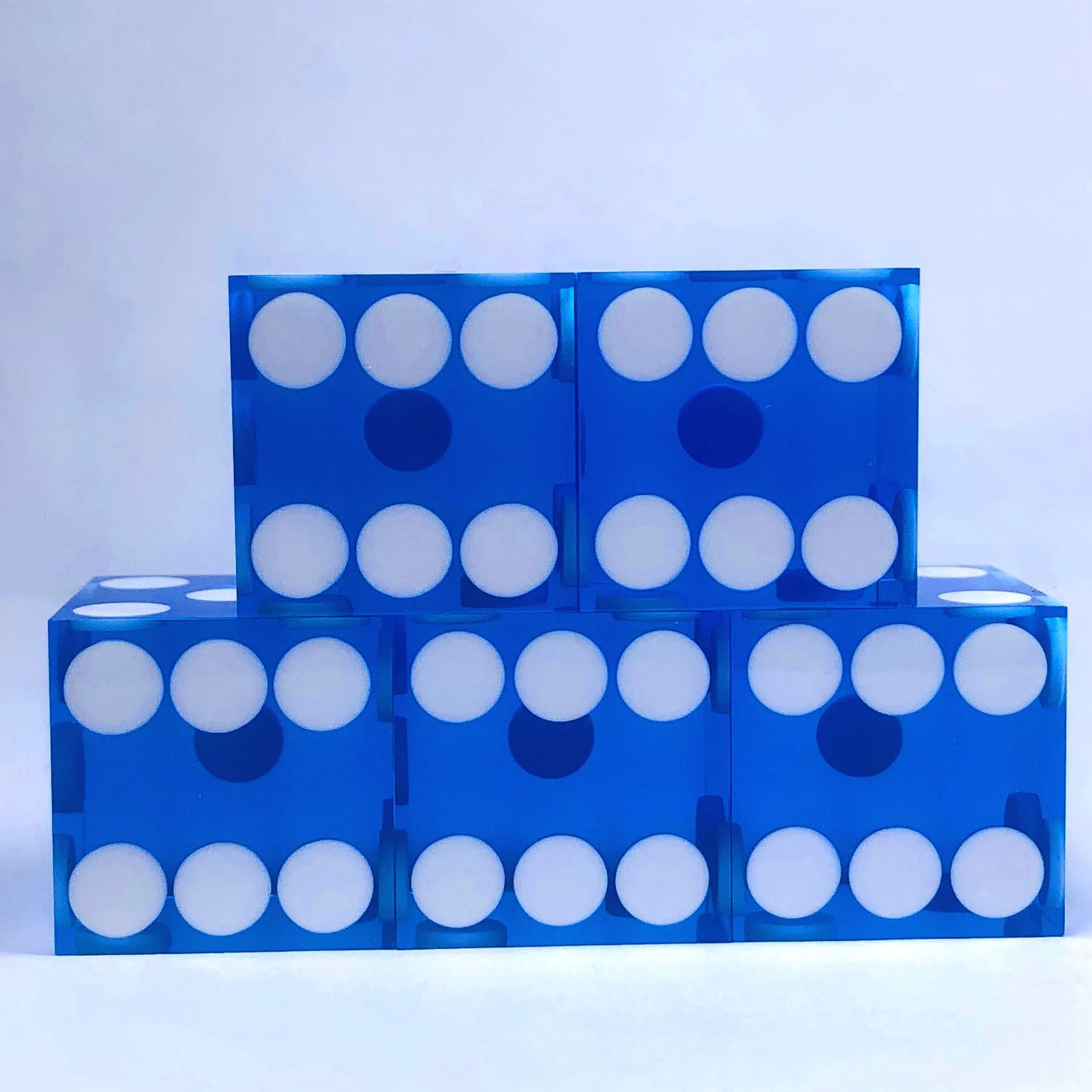 Transparent blue and white dots