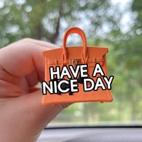 Vente en gros MOQ 1 pièce |   Mini sac à main de luxe en plâtre pour grille d'aération de voiture |   Diffuseur en plâtre en forme de boîte cadeau orange |   Désodorisant à parfum longue durée
