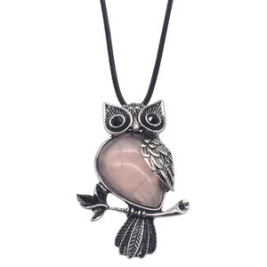 Kalung Liontin Batu Permata Burung Hantu Vintage, Batu Permata Energi Spiritual, Kristal Penyembuhan, Perhiasan Berlian Imitasi untuk Wanita Pria Pesta Pernikahan - Product Image 3