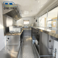 ONLYWE jalan Outdoor Mobile Hot Dog BBQ Kebab Hot Dog Pizza disesuaikan Vintage Hamburger Bir Makanan ringan truk kereta gandeng