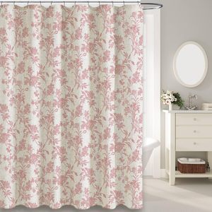 Bleu Floral Cottagecore rideau de douche personnalisé imperméable Polyester lin pour salle de bain décor à la maison en Stock - Product Image 4