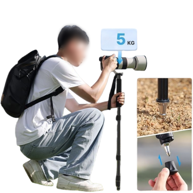 Outdoor Photography Monopod Hiking Stick 4-section Camera Telescopic Camera Stick Aluminum Pole Hiking Pole Travel Monopod
