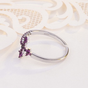 Bagues en argent sterling 925 avec améthyste taillée en étoile de soleil, pierres précieuses CZ, pour femmes, certifiées CMA, sertissage pavé, mariage et anniversaire - Product Image 3